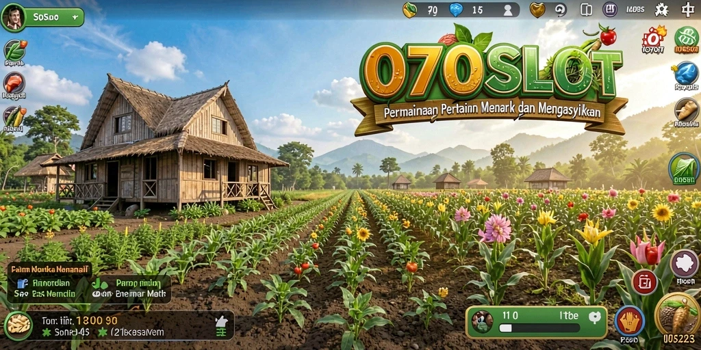 Tampilan gameplay <strong>070SLOT</strong> menampilkan berbagai tanaman dan kebun yang indah.