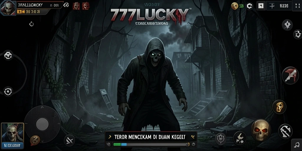Screenshot gameplay <strong>777LUCKY</strong> yang menampilkan kegelapan dan ketegangan.