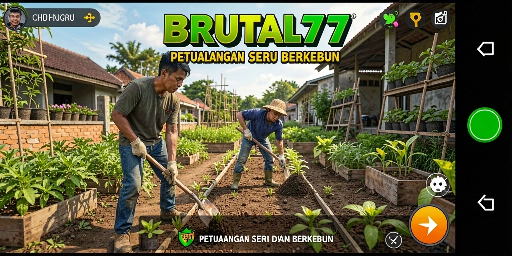 Tangkapan layar utama BRUTAL77 menampilkan gameplay bertani yang mengasyikkan.