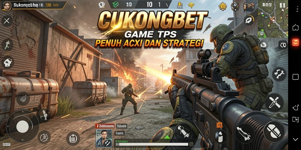 Screenshot CUKONGBET menampilkan aksi mendebarkan di battlefield TPS.