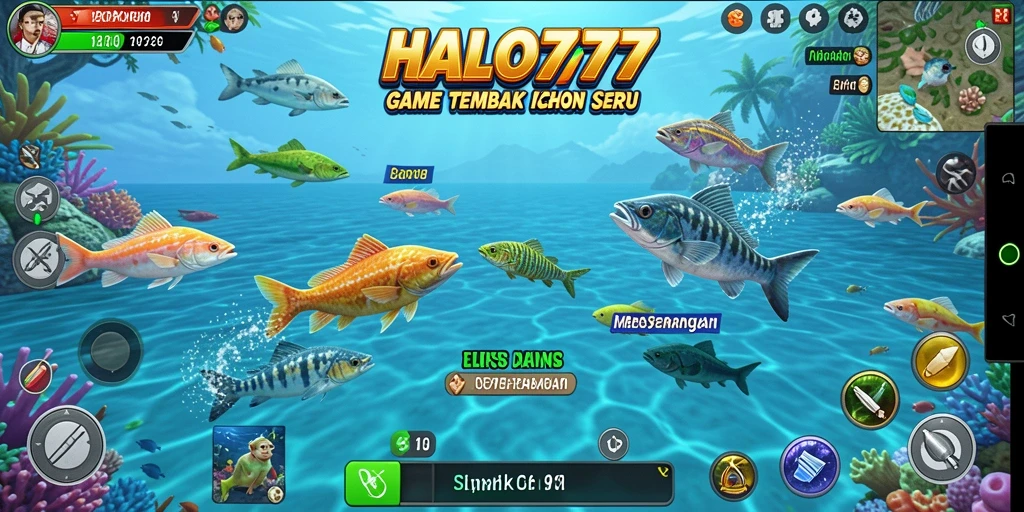 Tampilan aksi menembak ikan yang intens dalam HALO777.
