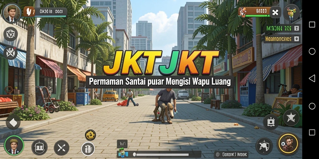 Tampilan gameplay JKTJKT yang penuh warna dan seru.