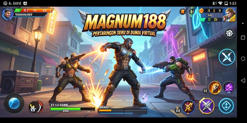 Tampilan aksi seru dalam gameplay MAGNUM188 saat bertarung.