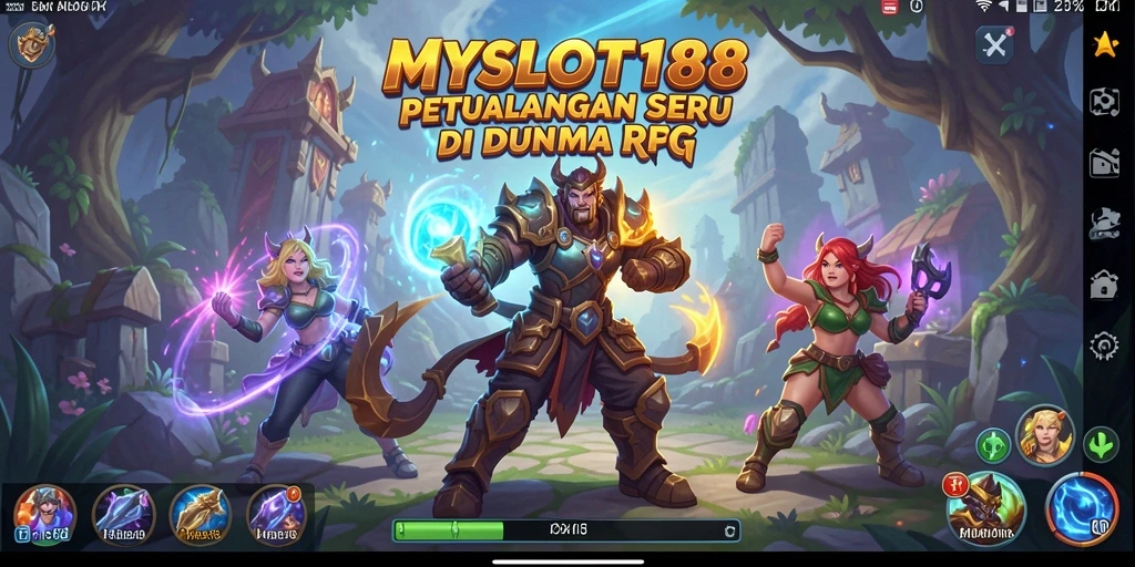 Tampilan screenshot <strong>MYSLOT188</strong> menunjukkan pertarungan epik antara karakter dan monster.