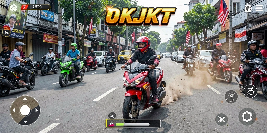 Screenshot menampilkan aksi balapan motor seru di Jakarta.
