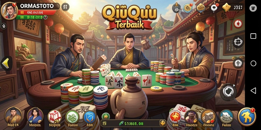 Tampilan gameplay menegangkan di ORMASTOTO dengan kartu QiuQiu.