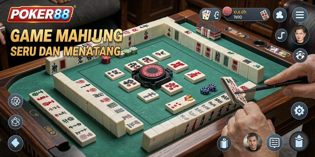 Screenshot POKER88 menampilkan gameplay Mahjong yang mendebarkan dan interaktif.