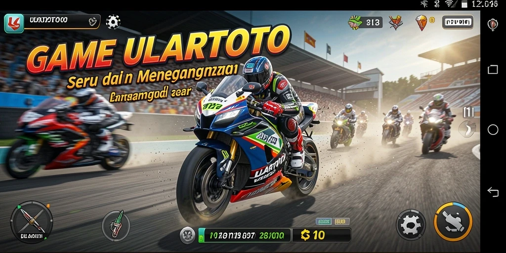 Tampilan gameplay ULARTOTO yang seru dan mendebarkan dalam balapan motor.