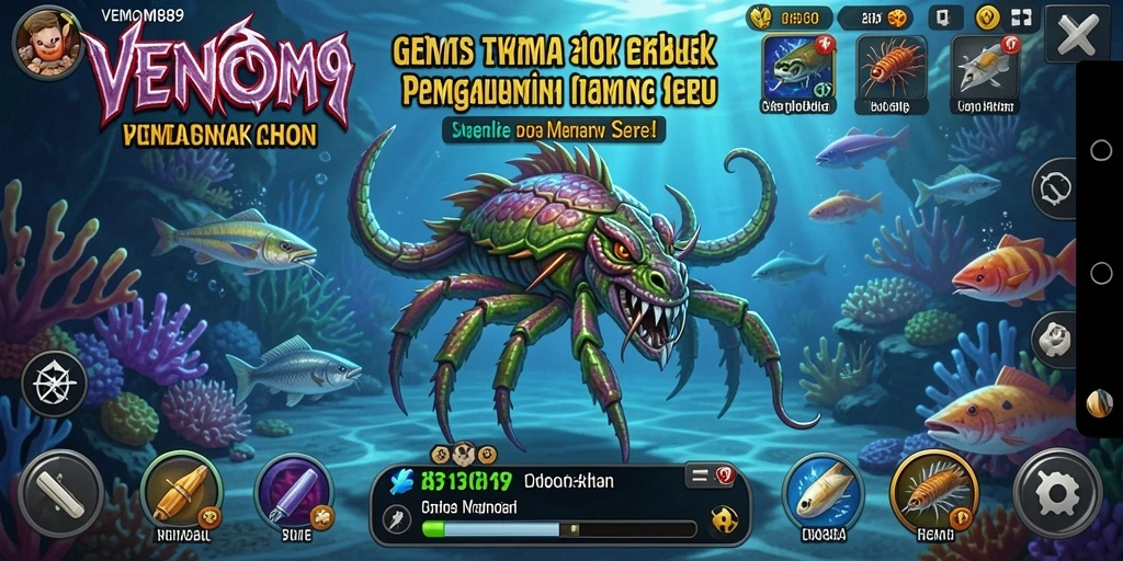 Tampilan gameplay seru dalam VENOM889 dengan aksi Tembak Ikan yang mendebarkan.